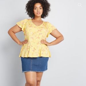 Butterfly prints peplum blouse